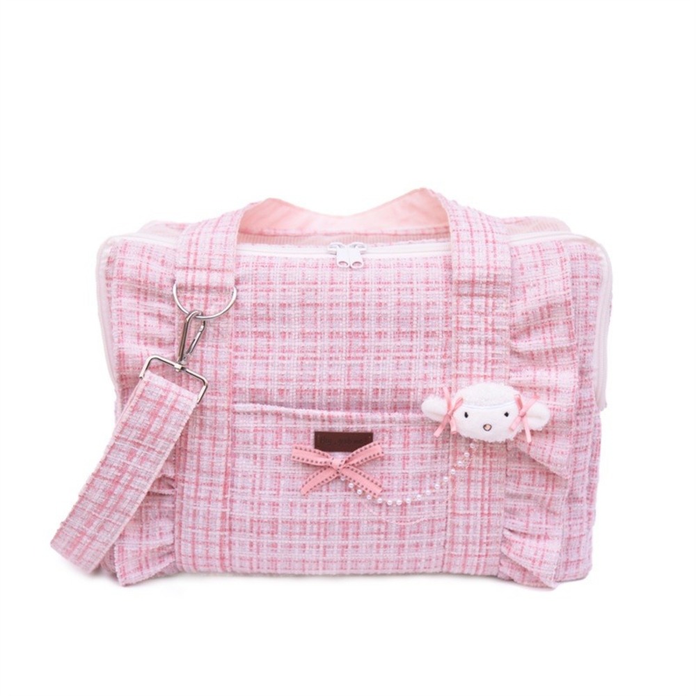 Pincool Pet Carrier Bag Pink Tweed Kawaii Shimmer Bow Charm NWT‎ Small